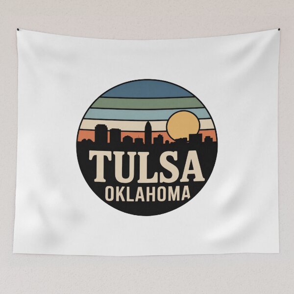 Item preview, Tulsa Oklahoma: Muted Stripes Skyline Golden Sun Dark designed and sold by CircinusStore.