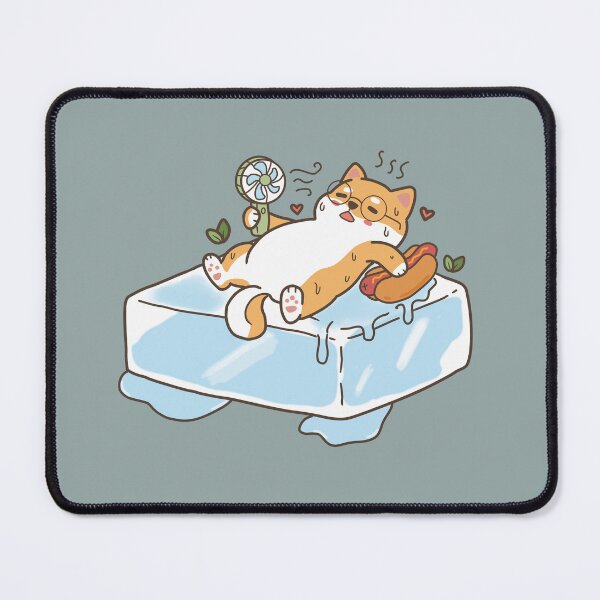 Item preview, Hot Shiba Chilling on Ice with Hot Dog and Fan designed and sold by Minimochi Art.