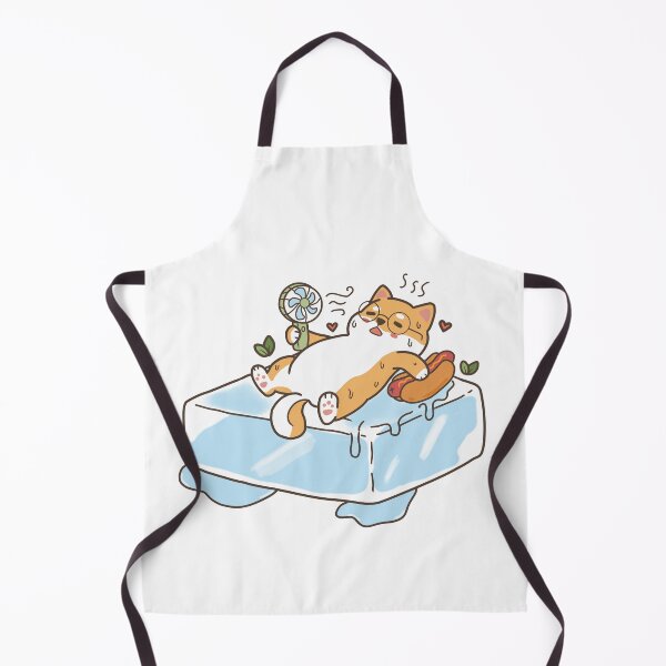 Item preview, Hot Shiba Chilling on Ice with Hot Dog and Fan designed and sold by Minimochi Art.