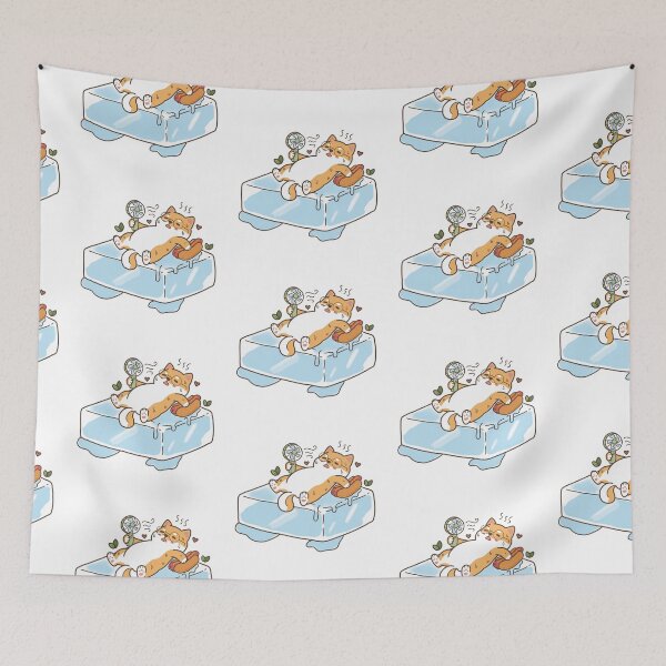 Item preview, Hot Shiba Chilling on Ice with Hot Dog and Fan designed and sold by Minimochi Art.