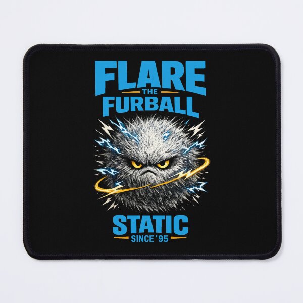 Item preview, Flare the Furball Static Since 95 Vintage Electric Monster Graphic - Grumpy 90s Retro Aesthetic Furry Creature Streetwear Illustration by Vivaan Studio designed and sold by Vivaan Studio.