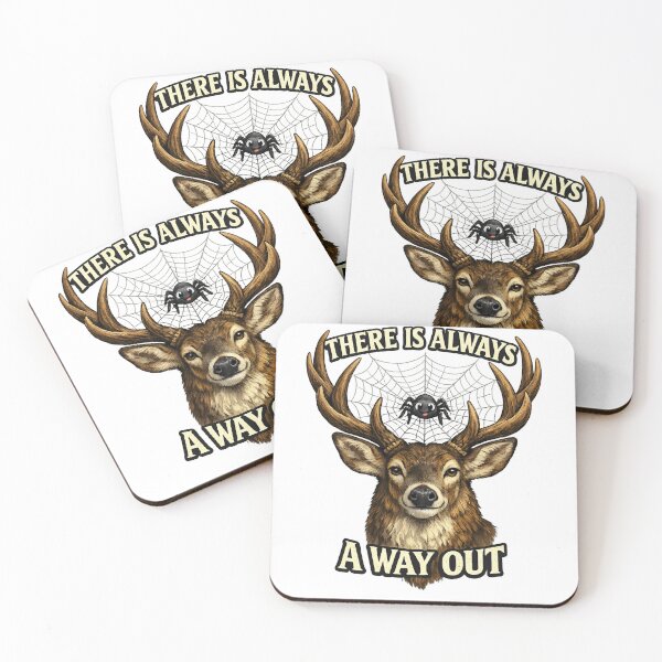 Item preview, There Is Always a Way Out – Deer & Spider Web Inspirational Design, Nature Survival Graphic Tee designed and sold by IrynaLineArt.
