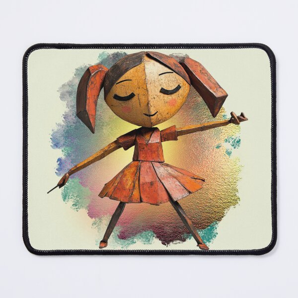 Item preview, Cute Wooden Doll Art – Rustic Handmade Girl Sculpture Illustration, Whimsical Folk Art, Colorful Aesthetic Design designed and sold by ChenEngEng.