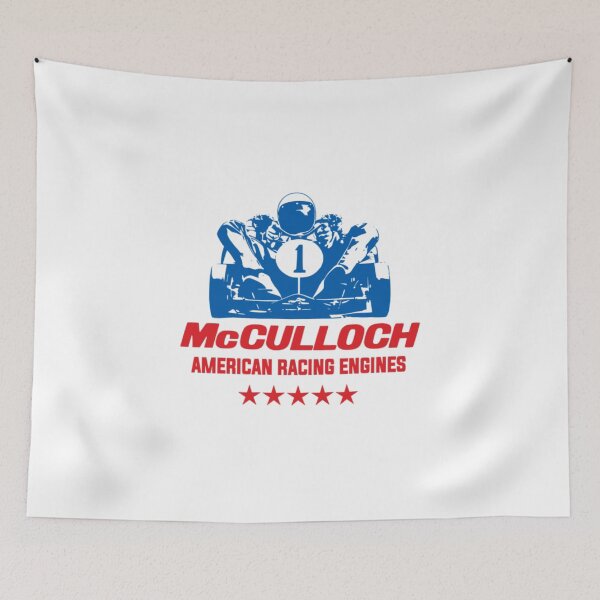 Item preview, McCulloch American racing engines - vintage karting -red & blue print designed and sold by retropetrol.