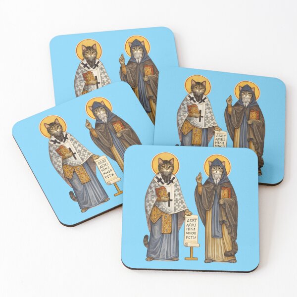 Item preview, Cyril and Methodius Cats – Slavic Alphabet Byzantine Icon Style designed and sold by Nerd Romance Café.