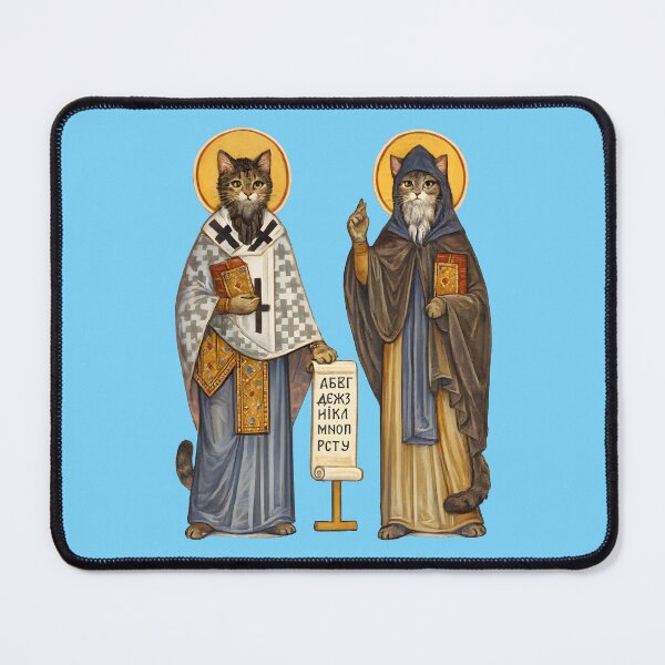 Item preview, Cyril and Methodius Cats – Slavic Alphabet Byzantine Icon Style designed and sold by Nerd Romance Café.