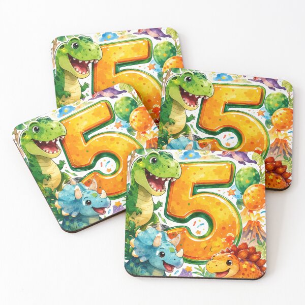 Item preview, Cute Dinosaur 5th Birthday – Colorful Dino Party Illustration designed and sold by myforestfog.