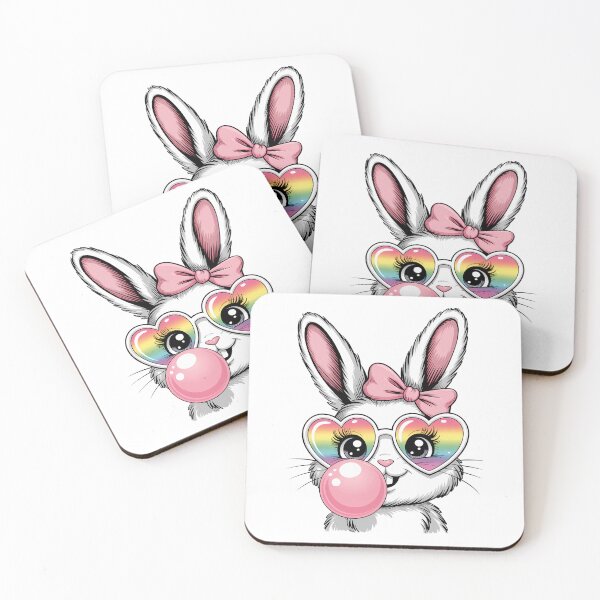 Item preview, Girls Women Rabbit Bunny Face Pink Coquette Bow Easter Day designed and sold by HellD3vil-Art.
