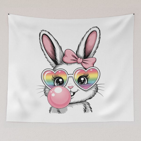 Item preview, Girls Women Rabbit Bunny Face Pink Coquette Bow Easter Day designed and sold by HellD3vil-Art.