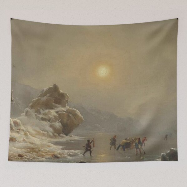 Item preview, A Winter Landscape with Hunters on the Ice designed and sold by SharonTheFirst.