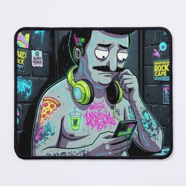 Item preview, “BOB BELCHER NEON BURGER‑OVERLOAD — GLITCH‑GRILL MASTER MODE” designed and sold by Print Fiction.