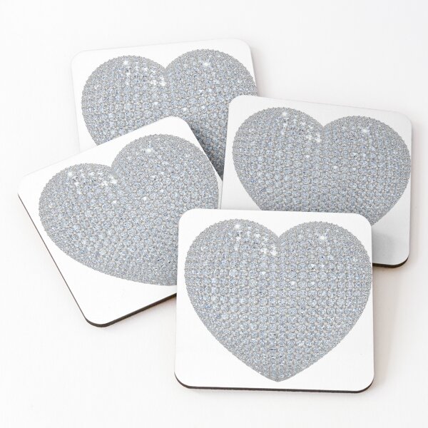 Item preview, 3D Rhinestone Heart Sticker - Princess Cut Clear Cubic Zirconia Crystals, Polished White Gold Setting, Domed Glossy Finish, Bridal Shower Gift for Her, Elegant Luxury Laptop Decal designed and sold by meetart15.