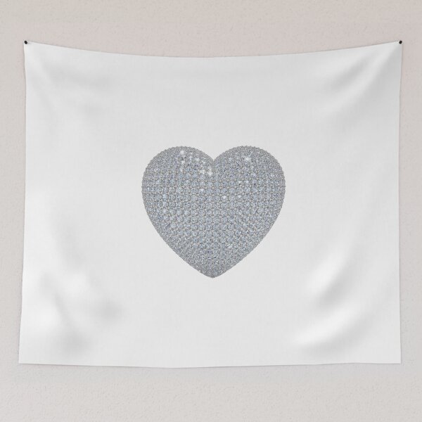 Item preview, 3D Rhinestone Heart Sticker - Princess Cut Clear Cubic Zirconia Crystals, Polished White Gold Setting, Domed Glossy Finish, Bridal Shower Gift for Her, Elegant Luxury Laptop Decal designed and sold by meetart15.