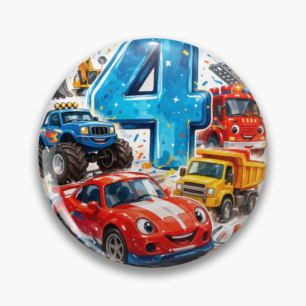 Item preview, Happy 4th Birthday Cars – Cute Vehicles Party Illustration designed and sold by myforestfog.