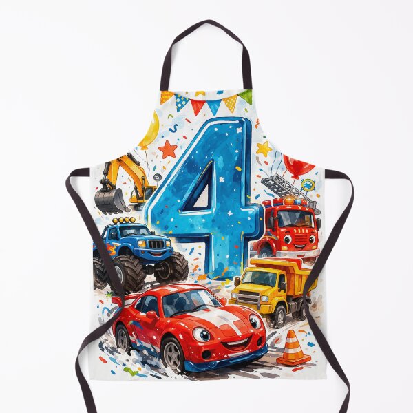 Item preview, Happy 4th Birthday Cars – Cute Vehicles Party Illustration designed and sold by myforestfog.