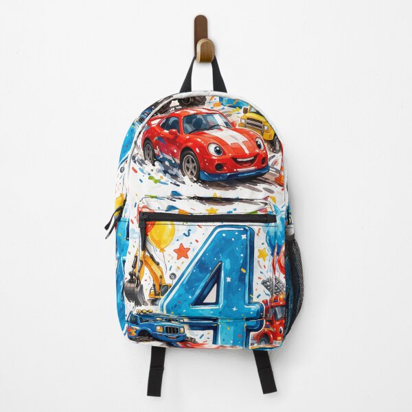 Item preview, Happy 4th Birthday Cars – Cute Vehicles Party Illustration designed and sold by myforestfog.