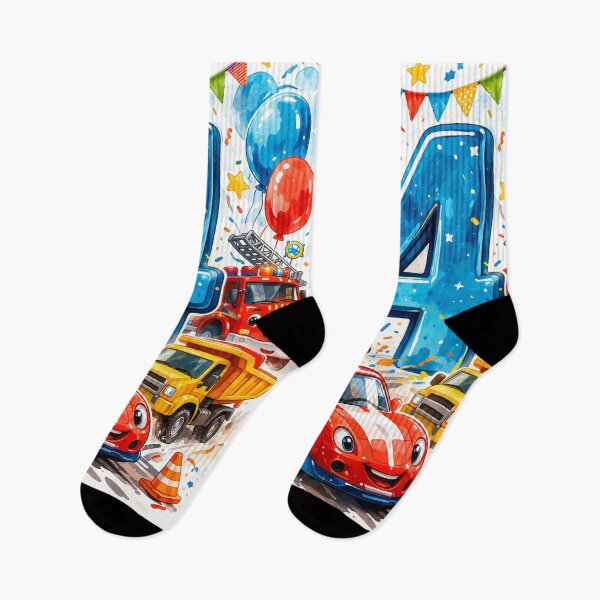 Item preview, Happy 4th Birthday Cars – Cute Vehicles Party Illustration designed and sold by myforestfog.