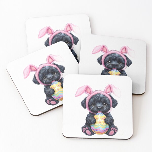 Item preview, Black Schnoodle Easter Puppy designed and sold by Kedspicedesign.