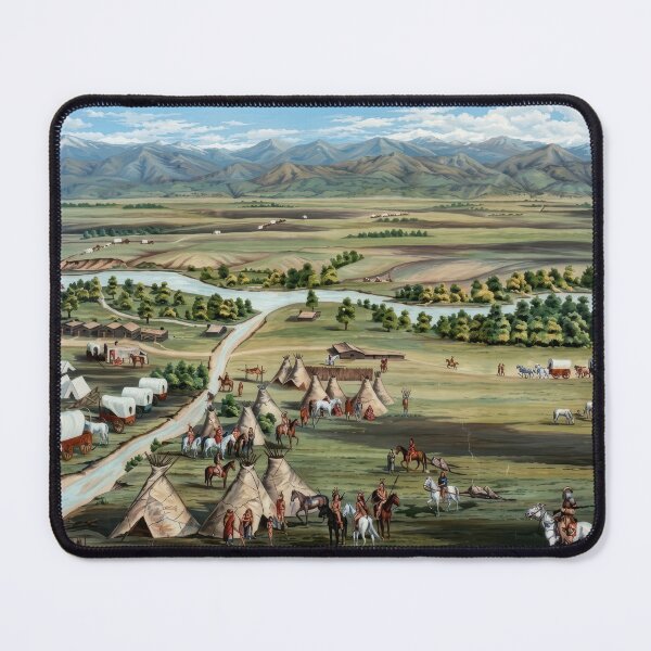 Item preview, Denver 1859 Frontier Settlement Wagon Camp Historical Illustration designed and sold by TheSoulOfArt.