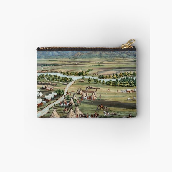 Item preview, Denver 1859 Frontier Settlement Wagon Camp Historical Illustration designed and sold by TheSoulOfArt.