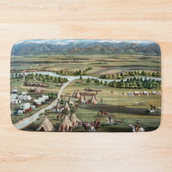Item preview, Denver 1859 Frontier Settlement Wagon Camp Historical Illustration designed and sold by TheSoulOfArt.