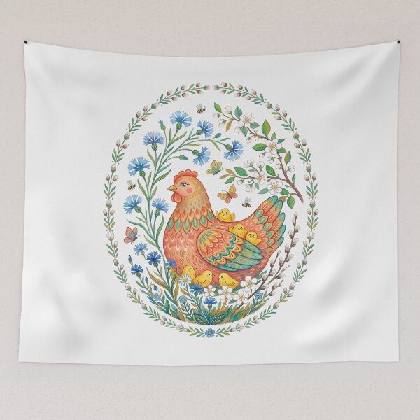 Item preview, Cute Chickens Spring Floral Vintage Easter designed and sold by SecretDicer.