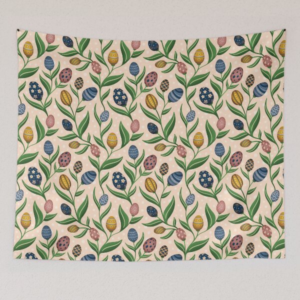 Item preview, Floral Easter egg pattern in beige – a spring-like, playful design designed and sold by InkofNocturna.