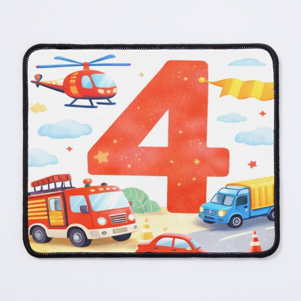 Item preview, Soft Pastel 4th Birthday Cars – Cute Vehicles Party Illustration designed and sold by myforestfog.