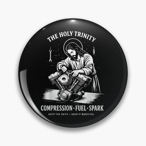 Item preview, The Holy Trinity Compression Fuel Spark Mechanic Jesus Garage Repair Humor Art designed and sold by LakenDraphil.