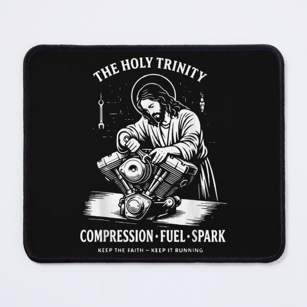 Item preview, The Holy Trinity Compression Fuel Spark Mechanic Jesus Garage Repair Humor Art designed and sold by LakenDraphil.