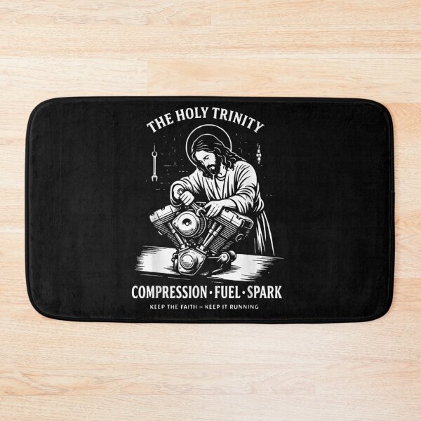 Item preview, The Holy Trinity Compression Fuel Spark Mechanic Jesus Garage Repair Humor Art designed and sold by LakenDraphil.
