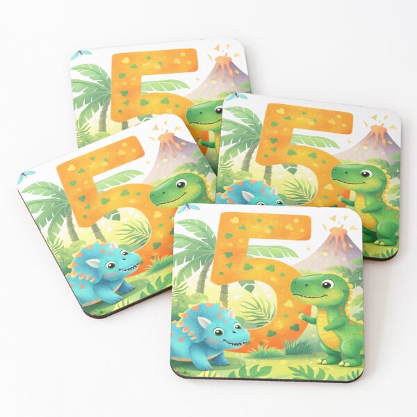 Item preview, Pastel Dinosaur 5th Birthday – Cute Soft Dino Party Illustration designed and sold by myforestfog.