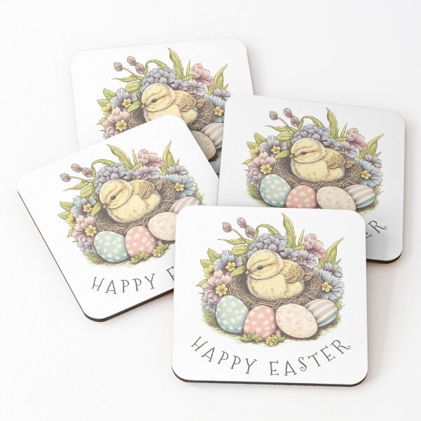 Item preview, Happy Easter Cute Chick Easter Eggs Floral Retro designed and sold by SecretDicer.