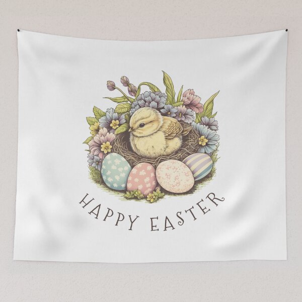 Item preview, Happy Easter Cute Chick Easter Eggs Floral Retro designed and sold by SecretDicer.
