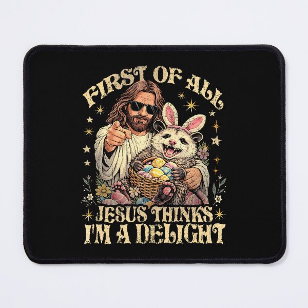 Item preview, First of All Jesus Thinks I'm A Delight Funny Christian Faith Humor Jesus and Possum designed and sold by Ortigzitoun.