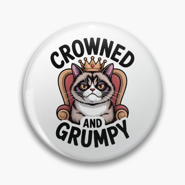 Item preview, Crowned And Grumpy Cat Sitting On Throne Minimalist Art designed and sold by AlanyaArtX.