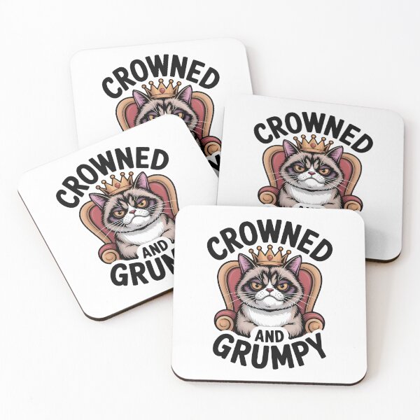 Item preview, Crowned And Grumpy Cat Sitting On Throne Minimalist Art designed and sold by AlanyaArtX.