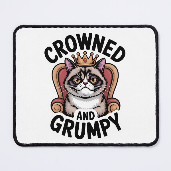 Item preview, Crowned And Grumpy Cat Sitting On Throne Minimalist Art designed and sold by AlanyaArtX.