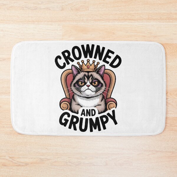 Item preview, Crowned And Grumpy Cat Sitting On Throne Minimalist Art designed and sold by AlanyaArtX.