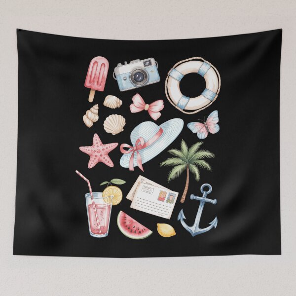 Item preview, Beach Icons Summer Vacation Cute Bow Summer Elements Summer Vibes designed and sold by papertaless.