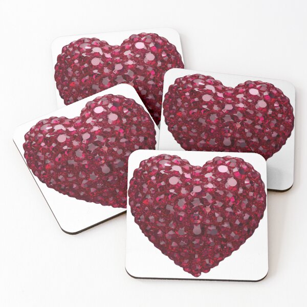 Item preview, 3D Ruby Red Rhinestone Heart Sticker - Pigeon Blood Red Crystals, Precision-Cut Faceted Gems, Glowing Fluorescence Effect, Domed Glossy Finish designed and sold by meetart15.