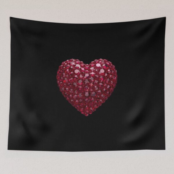 Item preview, 3D Ruby Red Rhinestone Heart Sticker - Pigeon Blood Red Crystals, Precision-Cut Faceted Gems, Glowing Fluorescence Effect, Domed Glossy Finish designed and sold by meetart15.