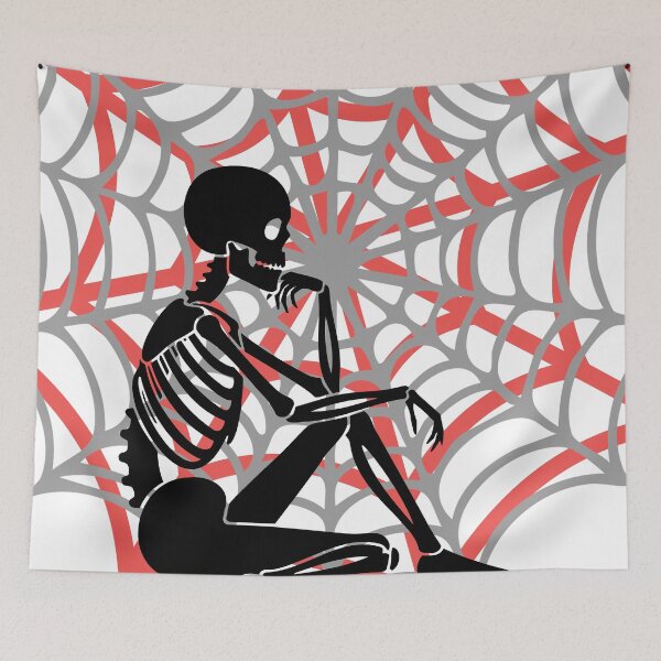 Item preview, Traped in my thoughts - Skeleton in spider web aesthetic designed and sold by Don'tBlinkDesigns.