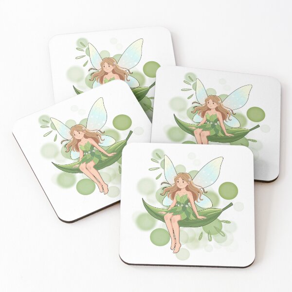 Item preview, Fairy in a Green Dress Sitting on a Leaf - Cute Illustration designed and sold by iamKRUK.