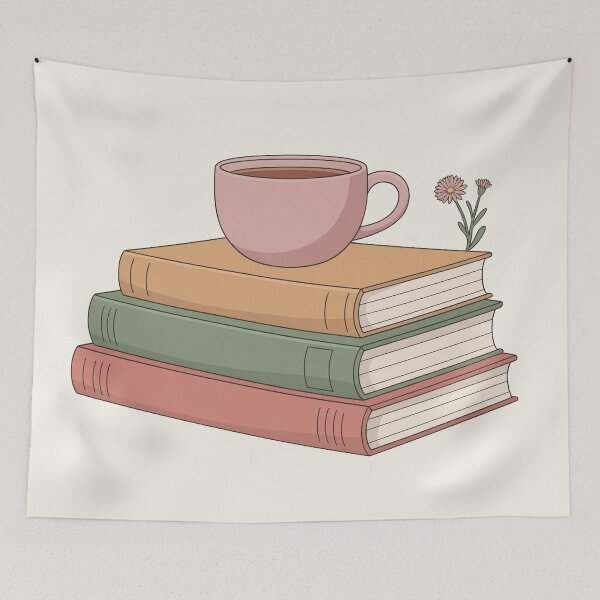 Item preview, Cozy Tea Cup on Book Stack Illustration designed and sold by TrendMorphic.