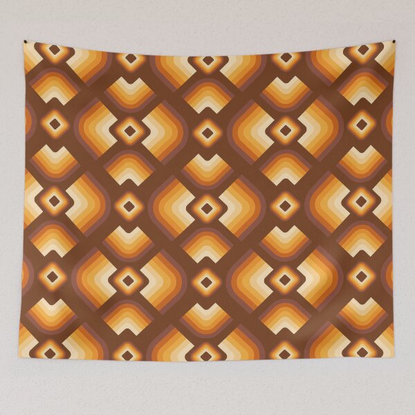 Item preview, Mid Century Modern Retro Geometric Pattern – 70s Diamond - Brown and orange designed and sold by JMgraphic.