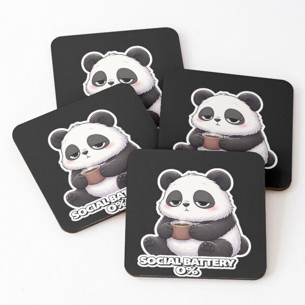 Aperçu de l'œuvre Social Battery 0% panda introverti humour social créée et vendue par LazyMoodStudio.