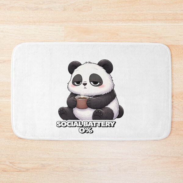 Aperçu de l'œuvre Social Battery 0% panda introverti humour social créée et vendue par LazyMoodStudio.