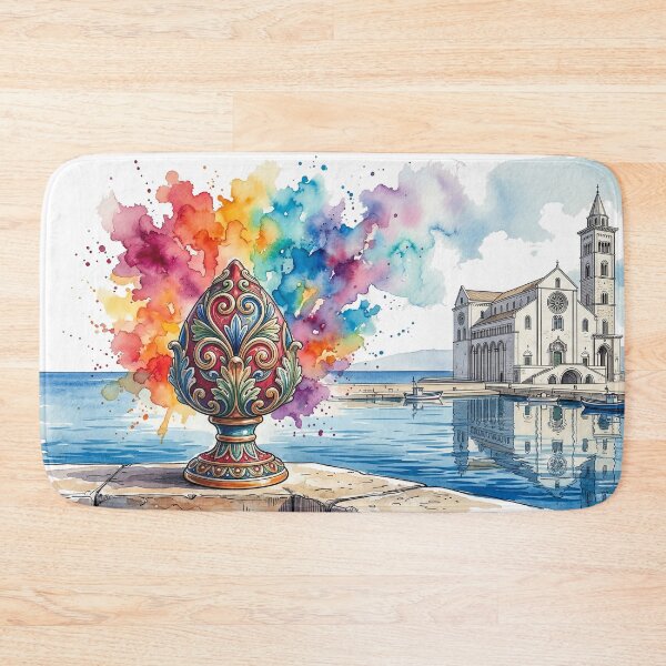 Item preview, An artistic watercolor and ink illustration capturing the essence of Trani designed and sold by PEUCETA-BA.