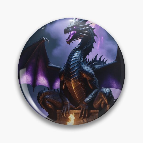 Item preview, Dark Dragon On Obsidian Throne — 3D Fantasy Art designed and sold by DarkForgePrints.